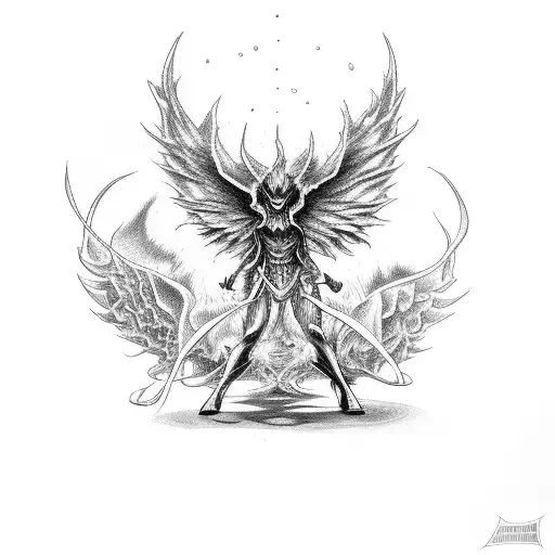 demon killing a angel tattoo design idea