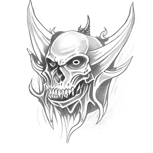 a demon killing a angel tattoo design idea