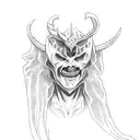 a demon killing a angel tattoo design idea