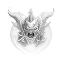 a demon killing a angel tattoo design idea