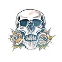 skull with crow tattoo design idea