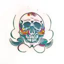 skull with crow tattoo design idea