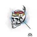 skull with crow tattoo design idea