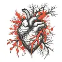 A Realistc Heart That Sprouts A Tree that generates fire And It's Roots tattoo design idea