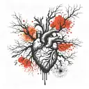 A Realistc Heart That Sprouts A Tree that generates fire And It's Roots tattoo design idea