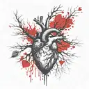 A Realistc Heart That Sprouts A Tree that generates fire And It's Roots tattoo design idea