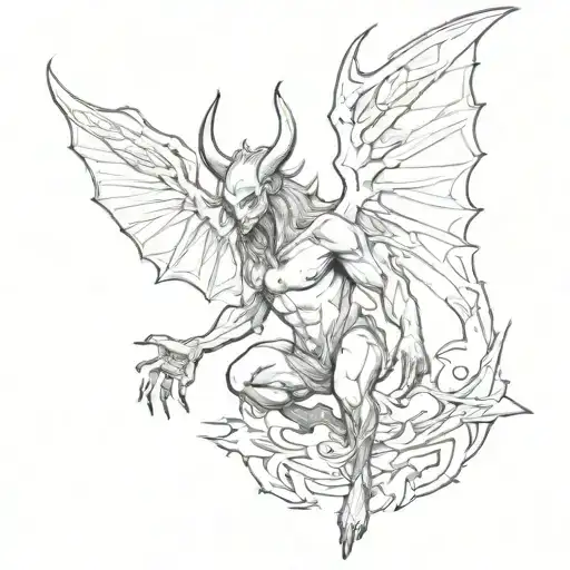 demon with wings tattoo design idea