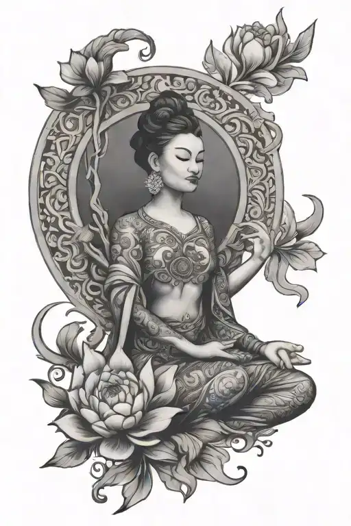 Meditation and Azulejo tattoo design idea