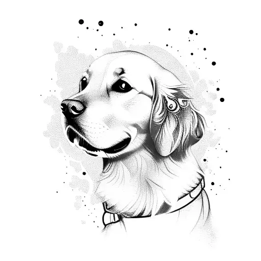 golden retriever dog love tattoo design idea