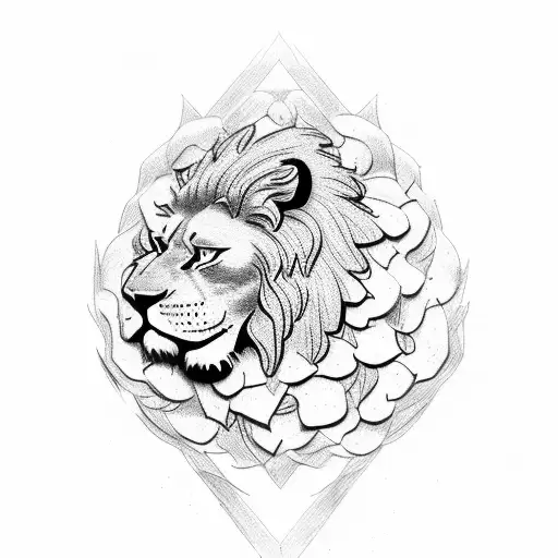 lions and spartan with roses  tattoo design idea