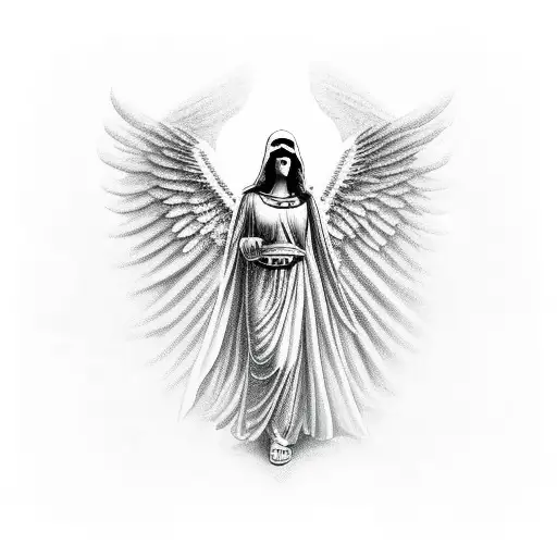 angel of death in biblical style tattoo design idea