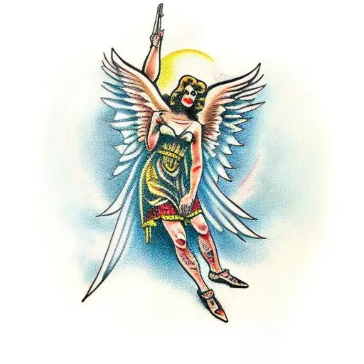 angel of death in biblical style tattoo design idea