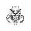 crow with skulls tattoo design idea