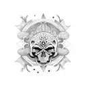 crow with skulls tattoo design idea