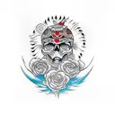 skulls with crow tattoo design idea