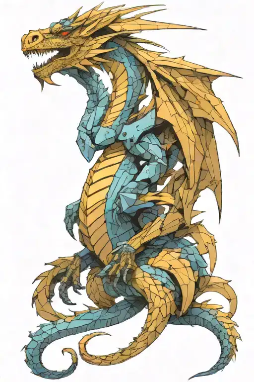 cyberpunk dragon tattoo design idea