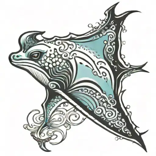 manta ray swimming tattoo design idea