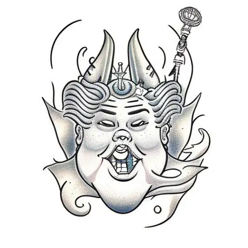 fat merman tattoo design idea