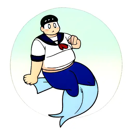 fat merman sailor tattoo design idea