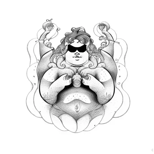 fat merman tattoo design idea