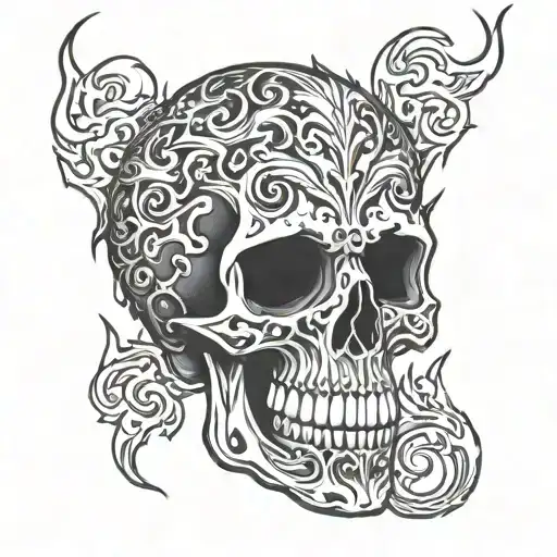 Skull and Flames tattoo design idea