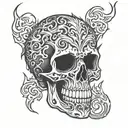 Skull and Flames tattoo design idea