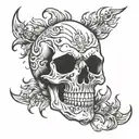 Skull and Flames tattoo design idea