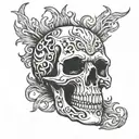 Skull and Flames tattoo design idea