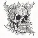 Skull and Flames tattoo design idea