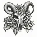 ram skull and cactus tattoo design idea