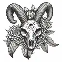 ram skull and cactus tattoo design idea