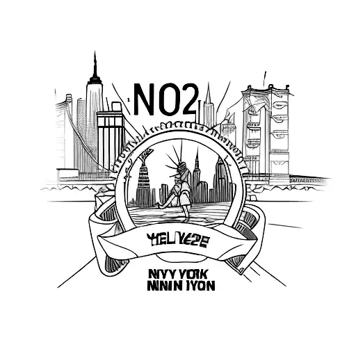 nyc marathon 2023 tattoo design idea