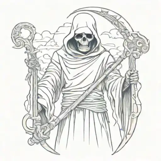grim reaper holding a scythe tattoo design idea