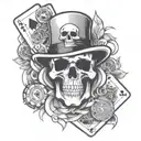 casino theme, skull, ace of spades with 3D skull coming through, smoke, casino chips, slots tattoo design idea
