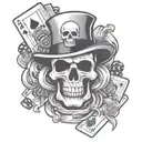 casino theme, skull, ace of spades with 3D skull coming through, smoke, casino chips, slots tattoo design idea