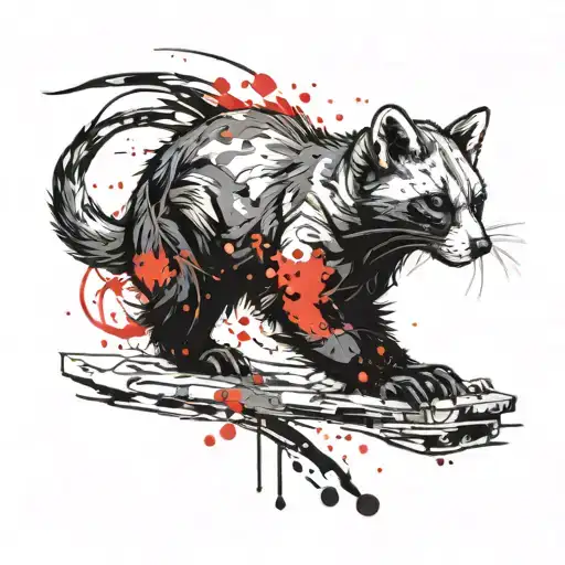 Design a tattoo honoring my father, featuring a marten silhouette. Reflect strength, wisdom, protection, and our bond. tattoo design idea