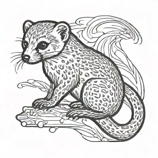 Create a tattoo with a weasel silhouette to honor my father, symbolizing strength, wisdom, and our deep bond. tattoo design idea
