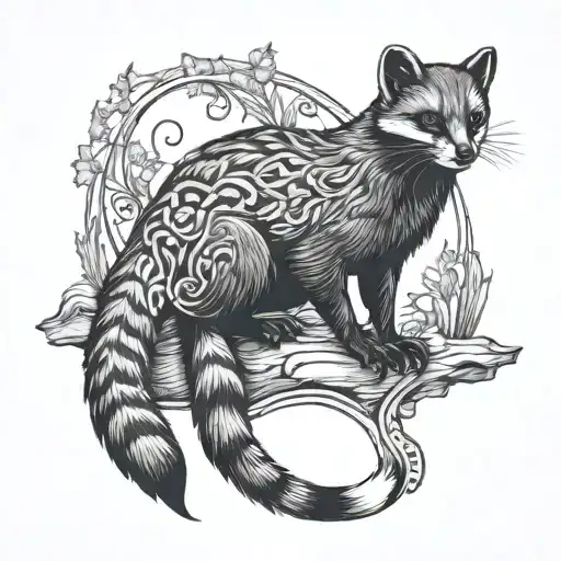 Design a tattoo honoring my father, featuring a marten silhouette. Reflect strength, wisdom, protection, and our bond. tattoo design idea