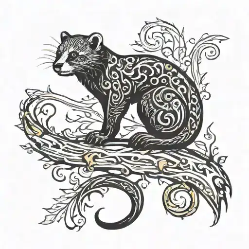 Create a tattoo with a weasel silhouette to honor my father, symbolizing strength, wisdom, and our deep bond. tattoo design idea