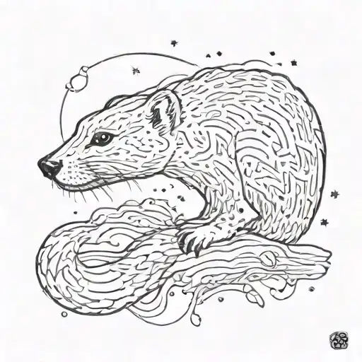 Create a tattoo with a weasel silhouette to honor my father, symbolizing strength, wisdom, and our deep bond. tattoo design idea