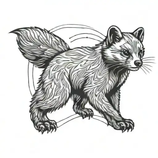 Design a tattoo honoring my father, featuring a marten silhouette. Reflect strength, wisdom, protection, and our bond. tattoo design idea