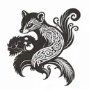 Create a tattoo with a weasel silhouette to honor my father, symbolizing strength, wisdom, and our deep bond. tattoo design idea