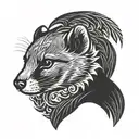 Create a tattoo with a weasel silhouette to honor my father, symbolizing strength, wisdom, and our deep bond. tattoo design idea