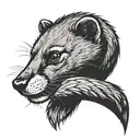 Create a tattoo with a weasel silhouette to honor my father, symbolizing strength, wisdom, and our deep bond. tattoo design idea