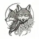 marten and wolf  tattoo design idea