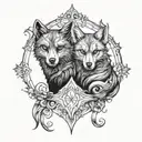 marten and wolf  tattoo design idea