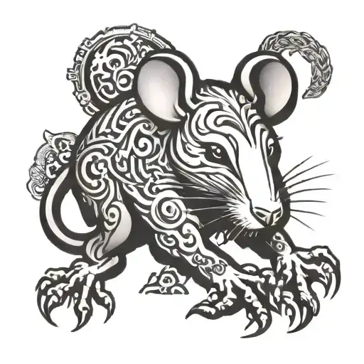 Chinese zodiac rat, family name, mah jong tattoo design idea