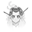 Nezuko in Demon slayer with dragon and flowers tattoo design idea