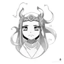 Nezuko in Demon slayer with dragon and flowers tattoo design idea