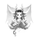 Nezuko in Demon slayer with big dragon and flowers tattoo design idea